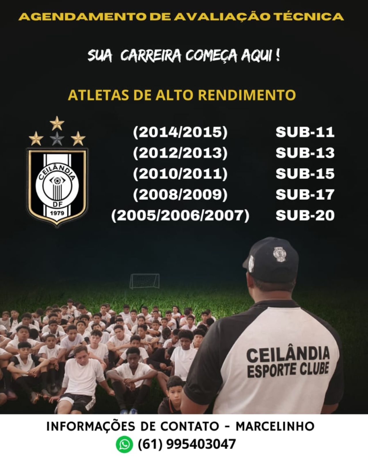 Atual Campeão Candango, Ceilândia EC Abre Inscrições para sua Base de Futebol